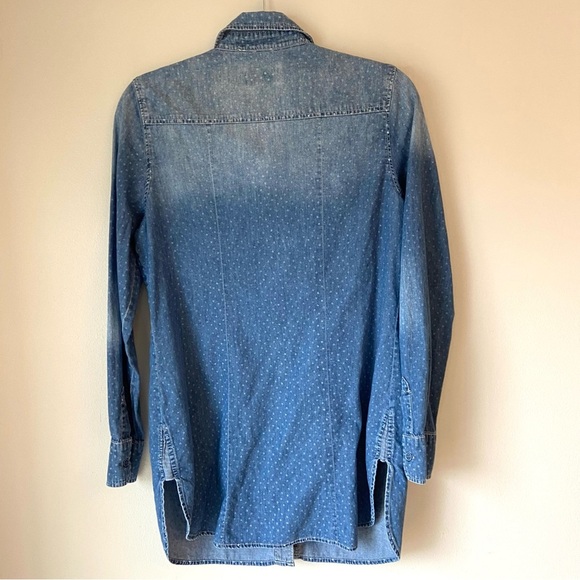 ABS Denim Collection Long Sleeve Star Print Button Down Denim Shirt- size Medium - Picture 3 of 11